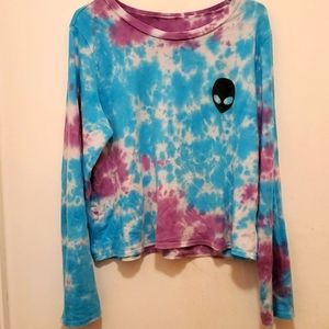 Tie-dye alien crop top